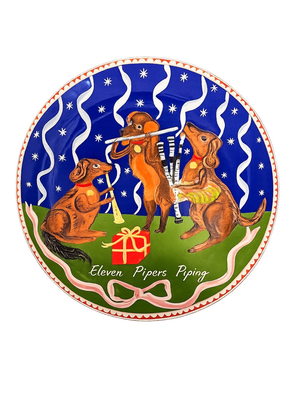 Anthropologie Emily Maude Eleven Pipers Piping Christmas Dessert Plate